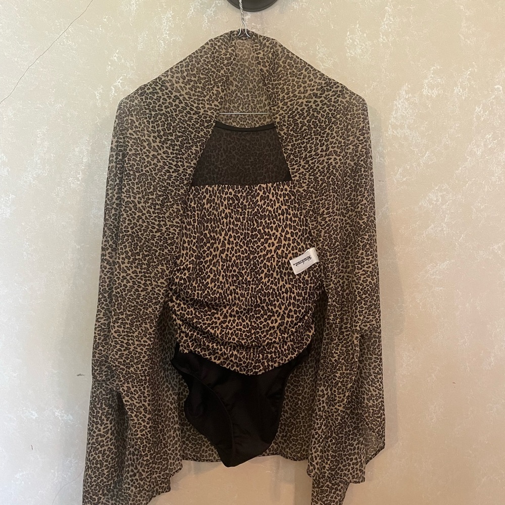 Animal print MiracleSwimsuit with print coverup. Size 12 DD
